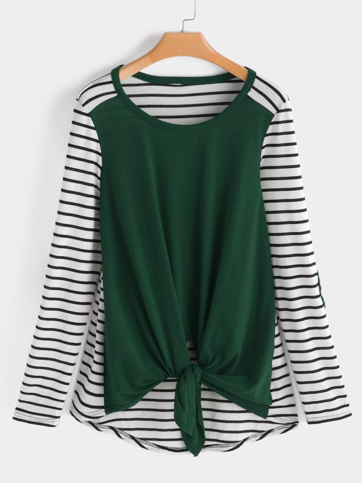 Wholesale Round Neck Tie-Up Long Sleeve T-Shirts