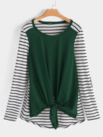 Wholesale Round Neck Tie-Up Long Sleeve T-Shirts