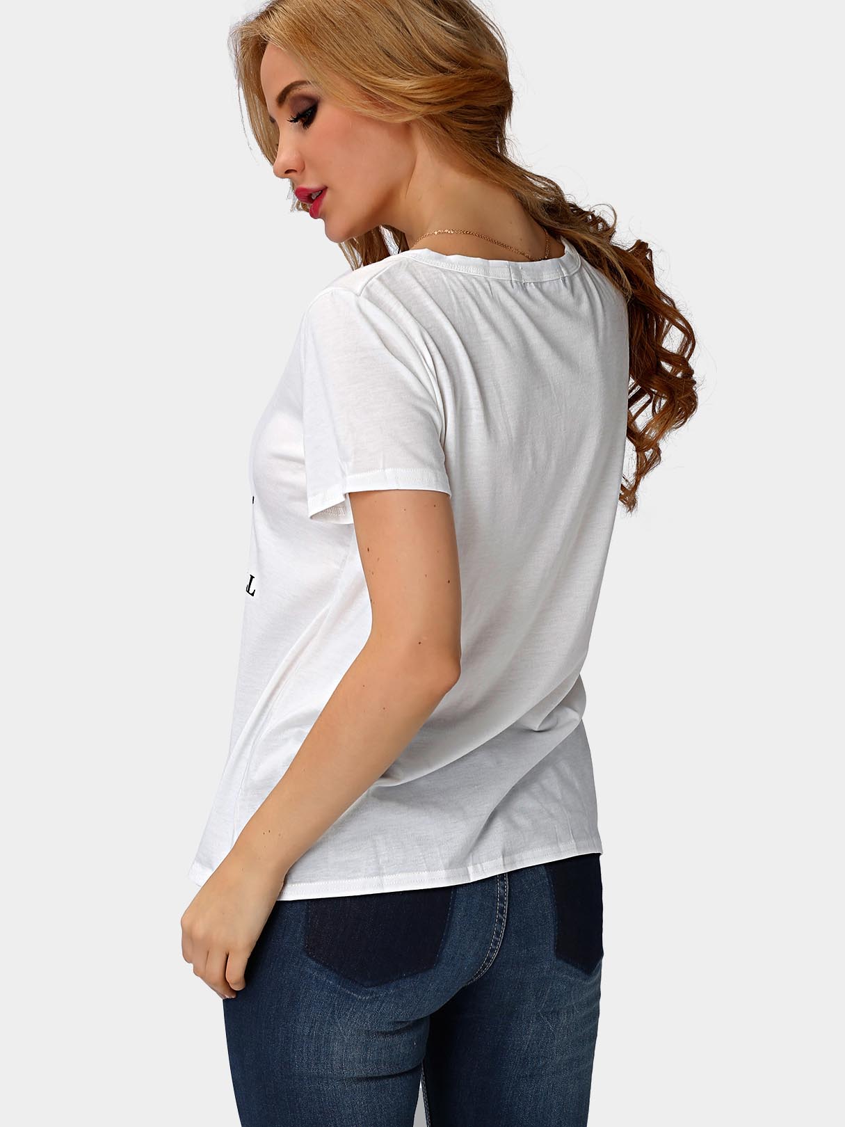 NEW FEELING Womens White T-Shirts