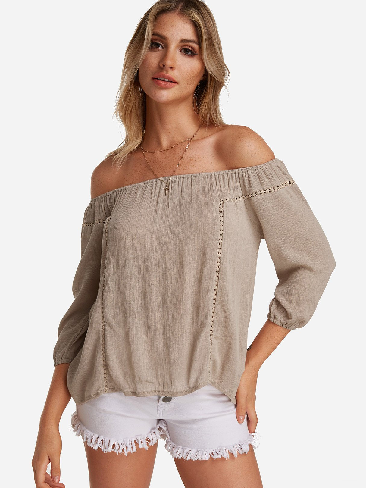 Wholesale Off The Shoulder Hollow Long Sleeve Blouses