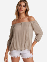 Wholesale Off The Shoulder Hollow Long Sleeve Blouses
