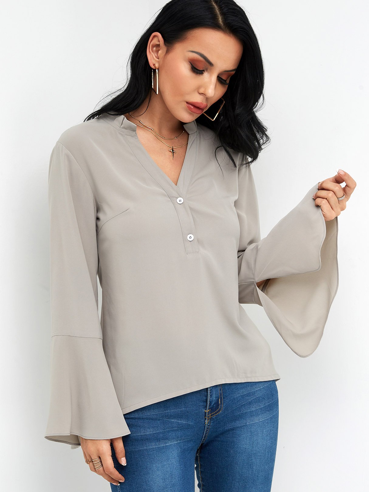 OEM Ladies Grey Blouses