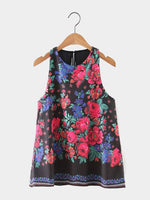 Wholesale Sleeveless Round Neck Floral Print Camis