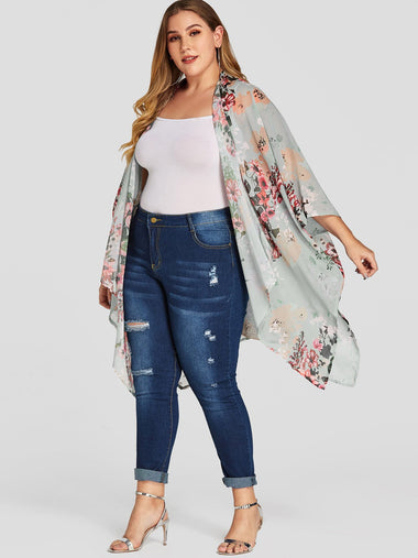 Wholesale Floral Print Long Sleeve Oversized Tops