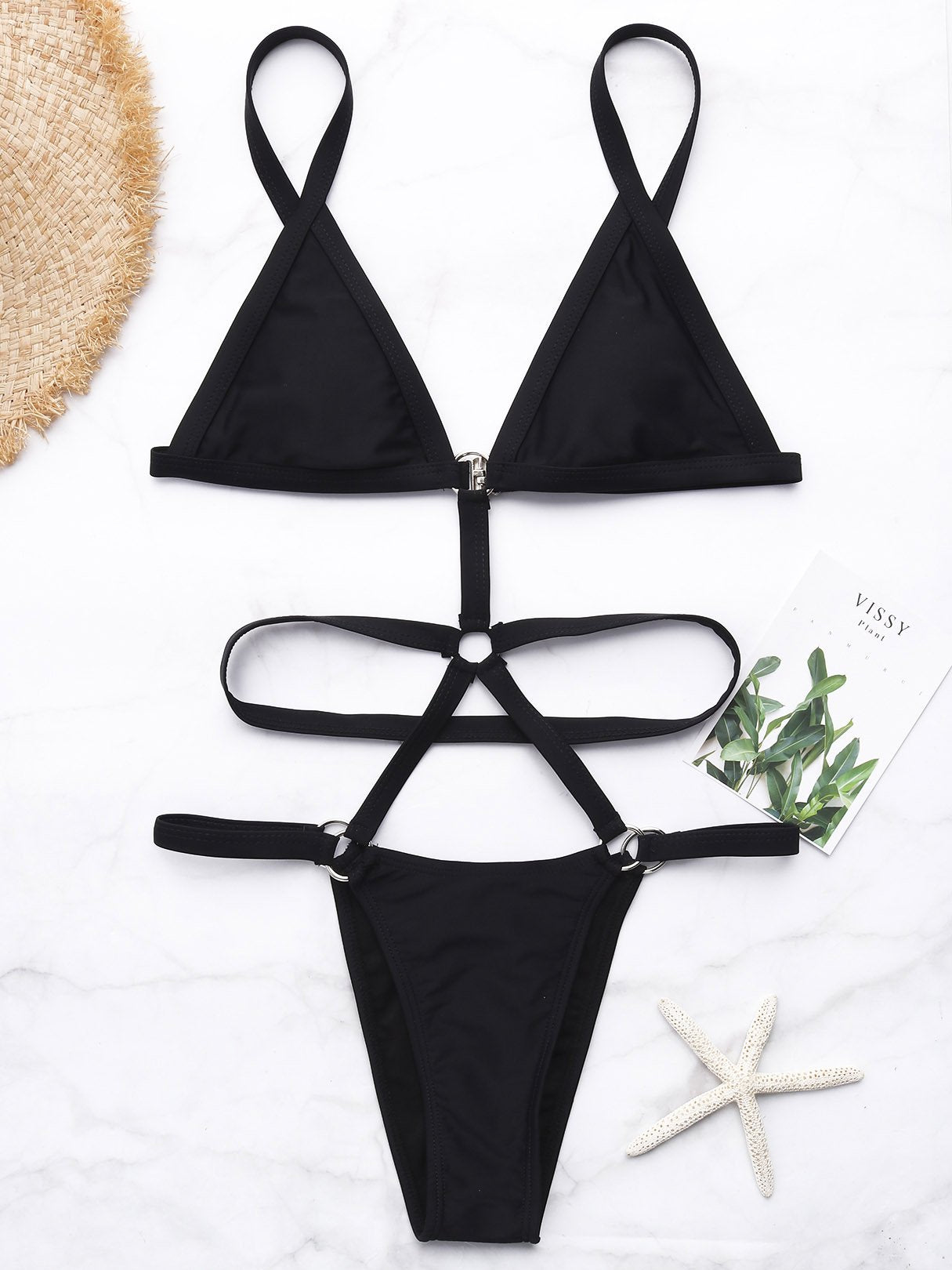 Wholesale Sexy String Black Plain Bikinis