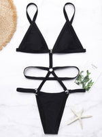 Wholesale Plain Black Sexy String Bikinis