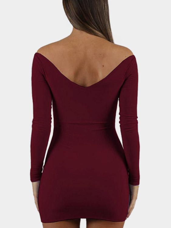 NEW FEELING Womens Burgundy V-Neck Dresses