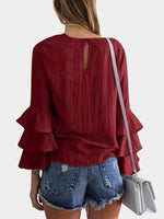 NEW FEELING Womens Burgundy Blouses