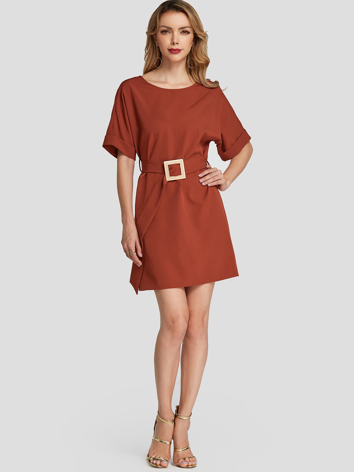NEW FEELING Womens Rust Mini Dresses