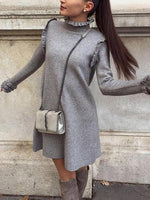 Wholesale Grey Roll Neck Long Sleeve Mini Dress