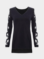 Wholesale V-Neck Long Sleeve Black T-Shirts