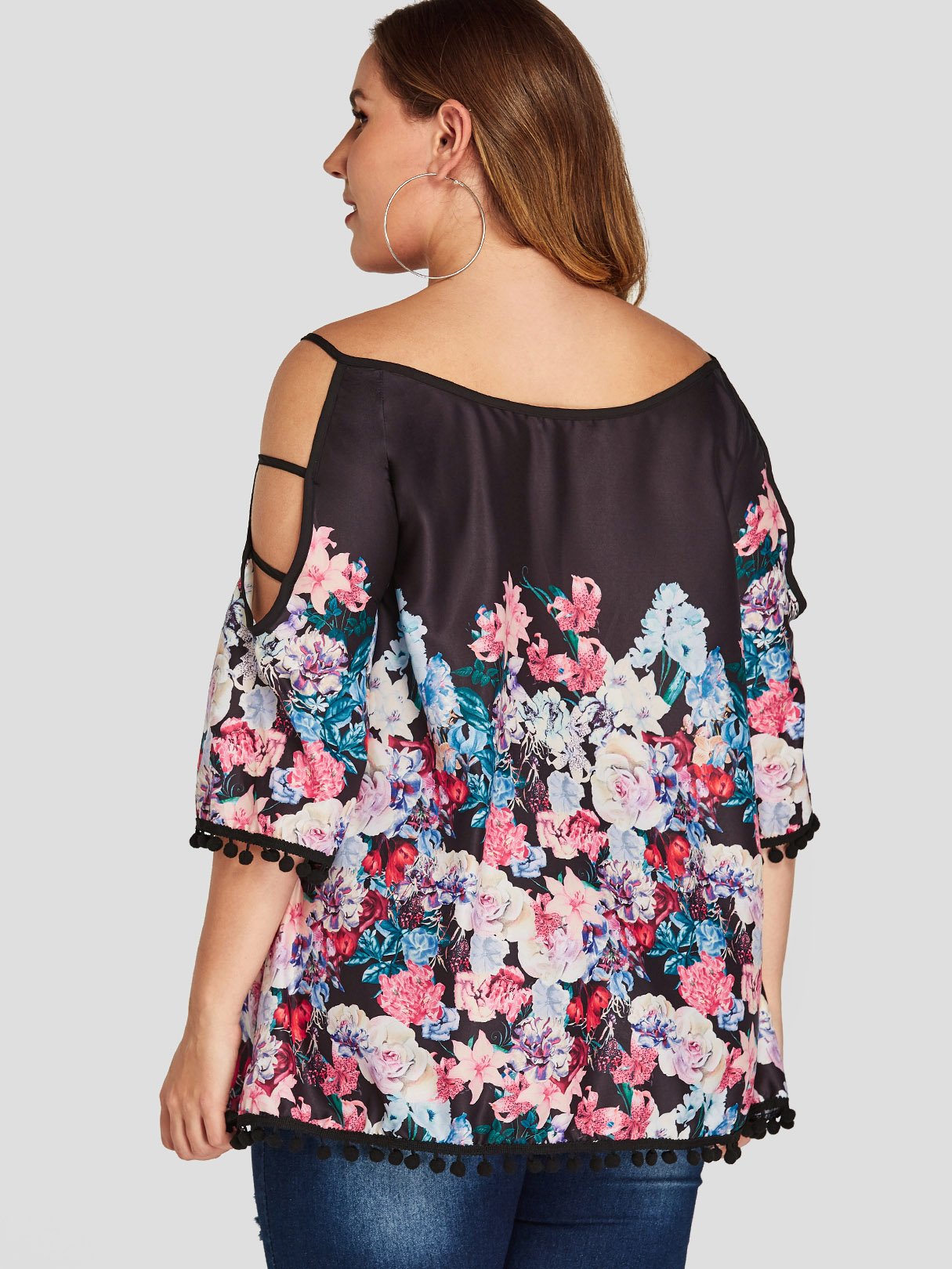 NEW FEELING Womens Black Plus Size Tops