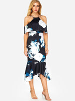 OEM Ladies Black Floral Dresses
