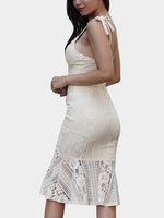 OEM Ladies Beige V-Neck Dresses