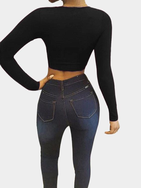 NEW FEELING Womens Black T-Shirts