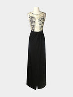 Wholesale Black Round Neck Sleeveless Floral Print Slit Hem Maxi Dress