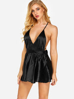 OEM Ladies Black V-Neck Dresses