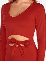OEM ODM Ladies Burgundy V-Neck Dresses