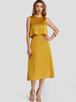NEW FEELING Womens Yellow Midi Dresses