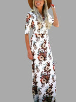 Wholesale Half Sleeve Floral Print Maxi Dresses