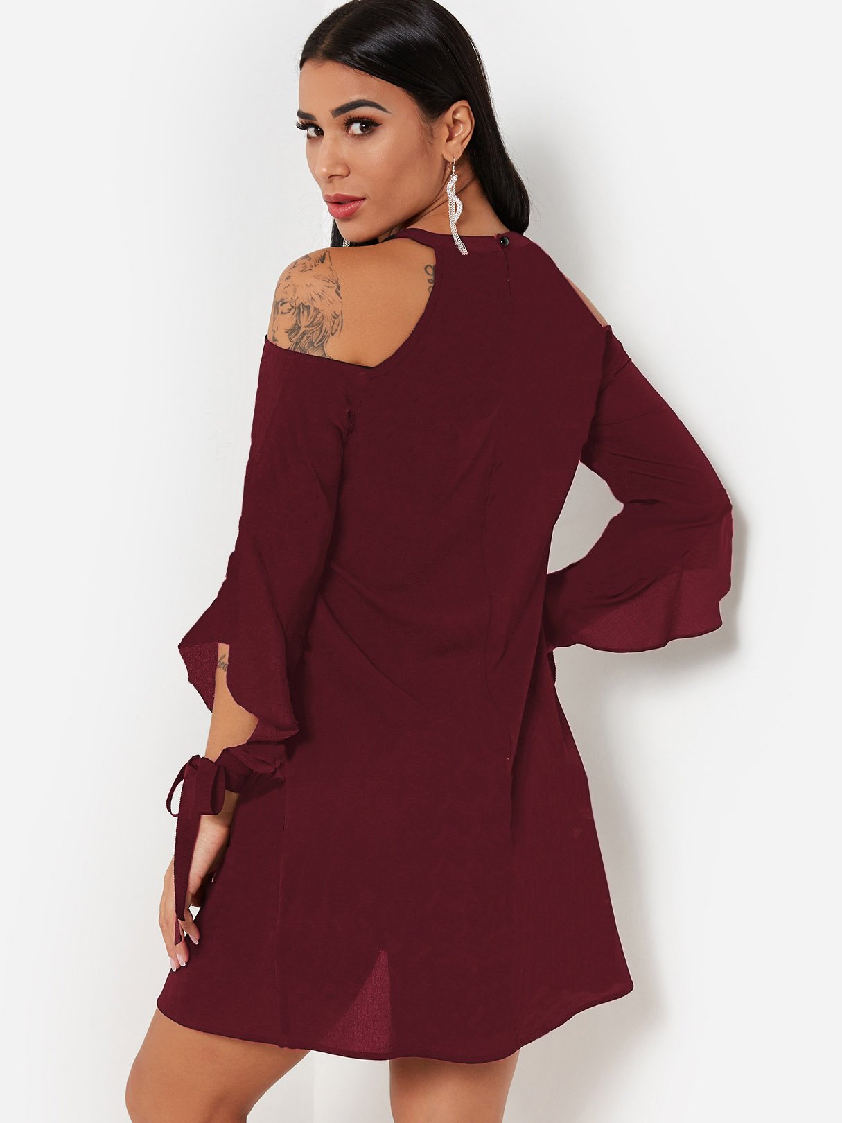 NEW FEELING Womens Burgundy Casual Dresses