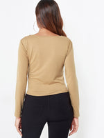 NEW FEELING Womens Khaki T-Shirts