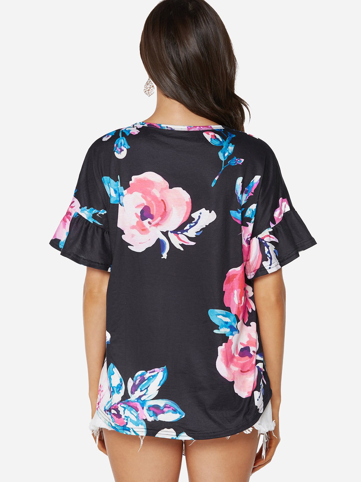 NEW FEELING Womens Black T-Shirts