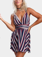 Wholesale Sleeveless Stripe Backless Mini Dress