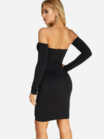 NEW FEELING Womens Black Off The Shoulder Dresses