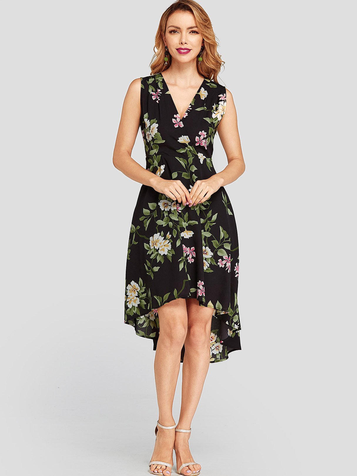 OEM Ladies Navy Floral Dresses