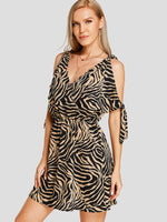 OEM Ladies Coffee V-Neck Dresses