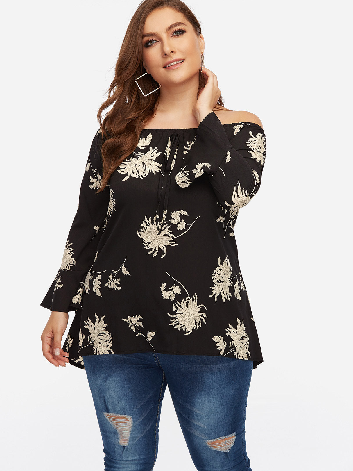 OEM Ladies Floral Plus Size Tops
