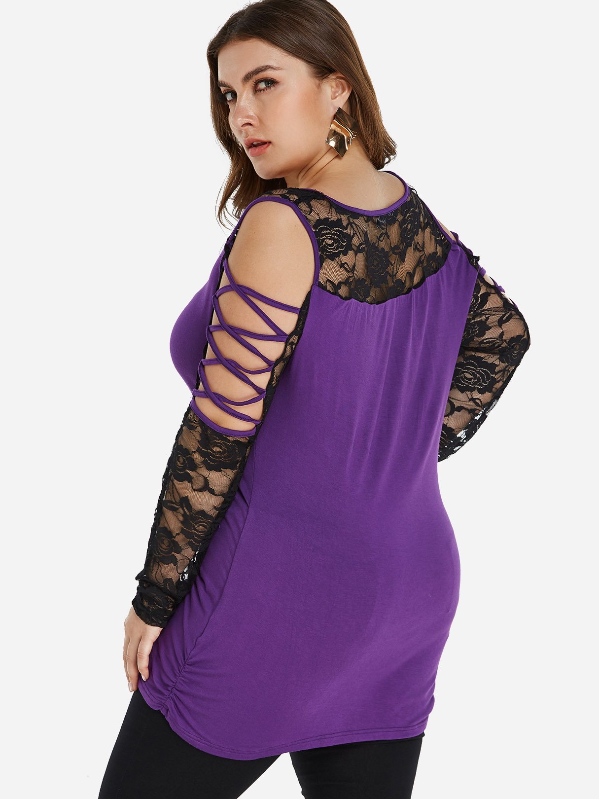 NEW FEELING Womens Purple Plus Size Tops