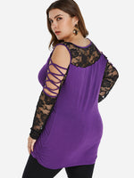 NEW FEELING Womens Purple Plus Size Tops