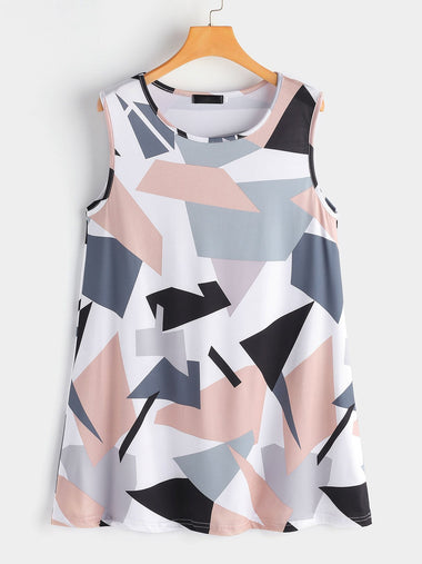 Wholesale Round Neck Sleeveless Geometrical Casual Dress