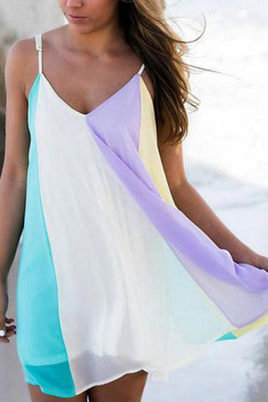 Wholesale V-Neck Sleeveless Mini Dresses