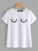 Wholesale Crew Neck Printed Short Sleeve White T-Shirt