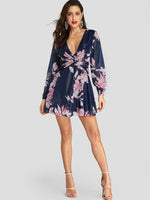NEW FEELING Womens Navy Floral Dresses