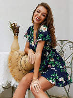 OEM Ladies Navy Floral Dresses