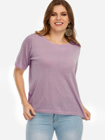 Wholesale Round Neck Plain Short Sleeve Plus Size Tops