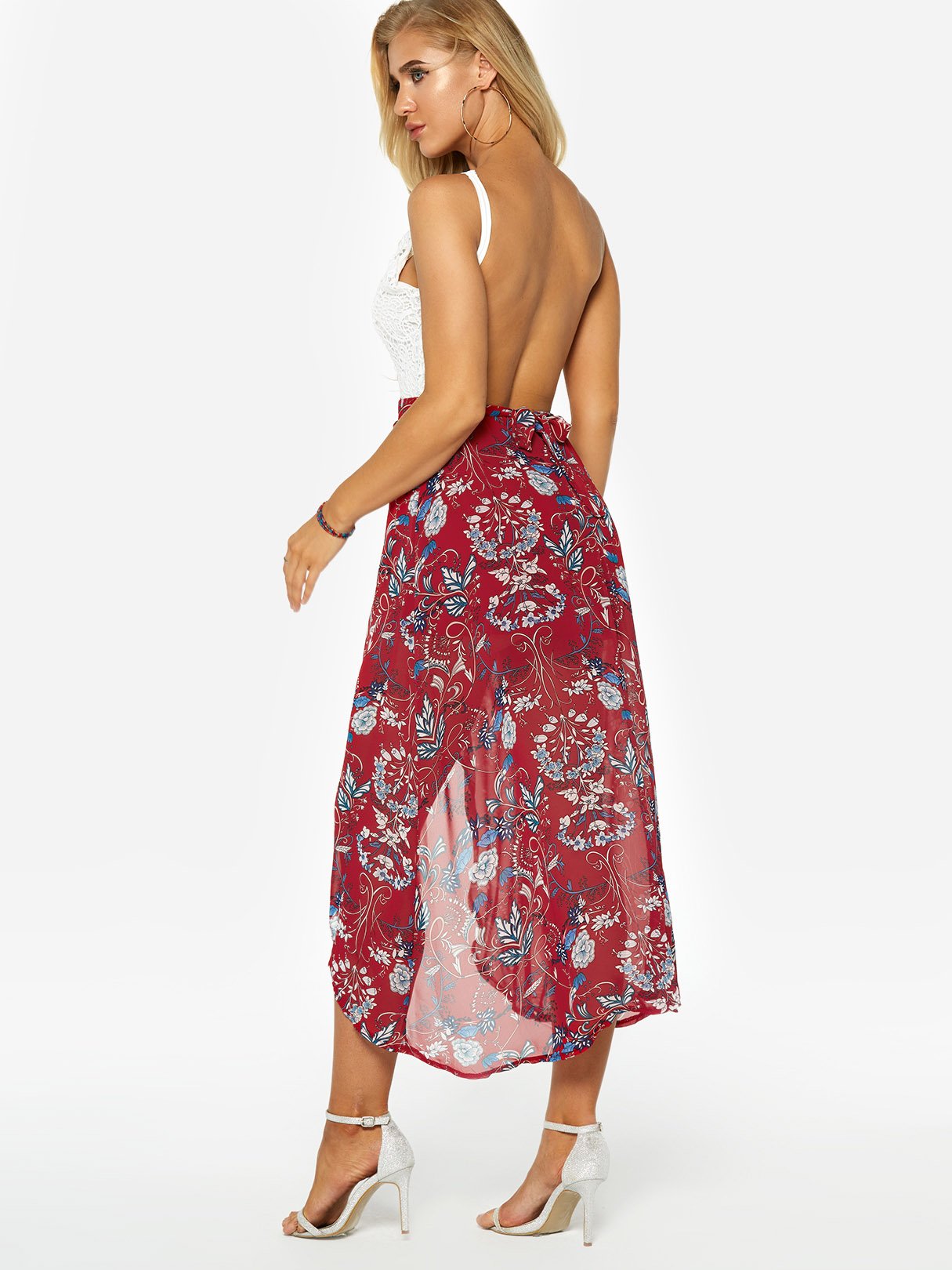 NEW FEELING Womens Burgundy Floral Dresses