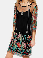 OEM Ladies Black Floral Dresses
