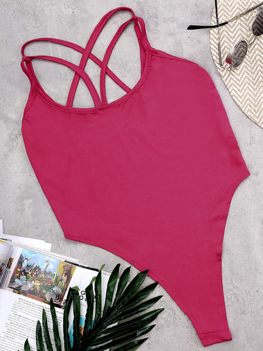 Wholesale Pink Sleeveless Cut Out One-Pieces