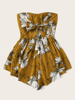 Floral Print Twist Tie Back Tube Playsuit