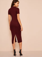Split Hem Two Tone Dress