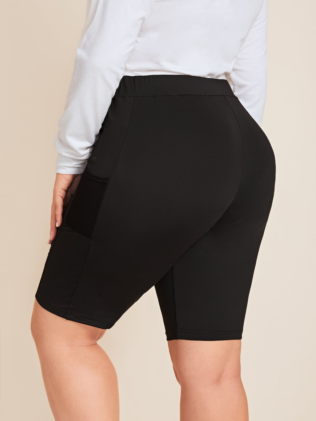 Plus Mesh Pocket Patched Side Cycling Shorts