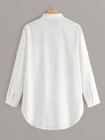 Plus Dip Hem Pocket Blouse