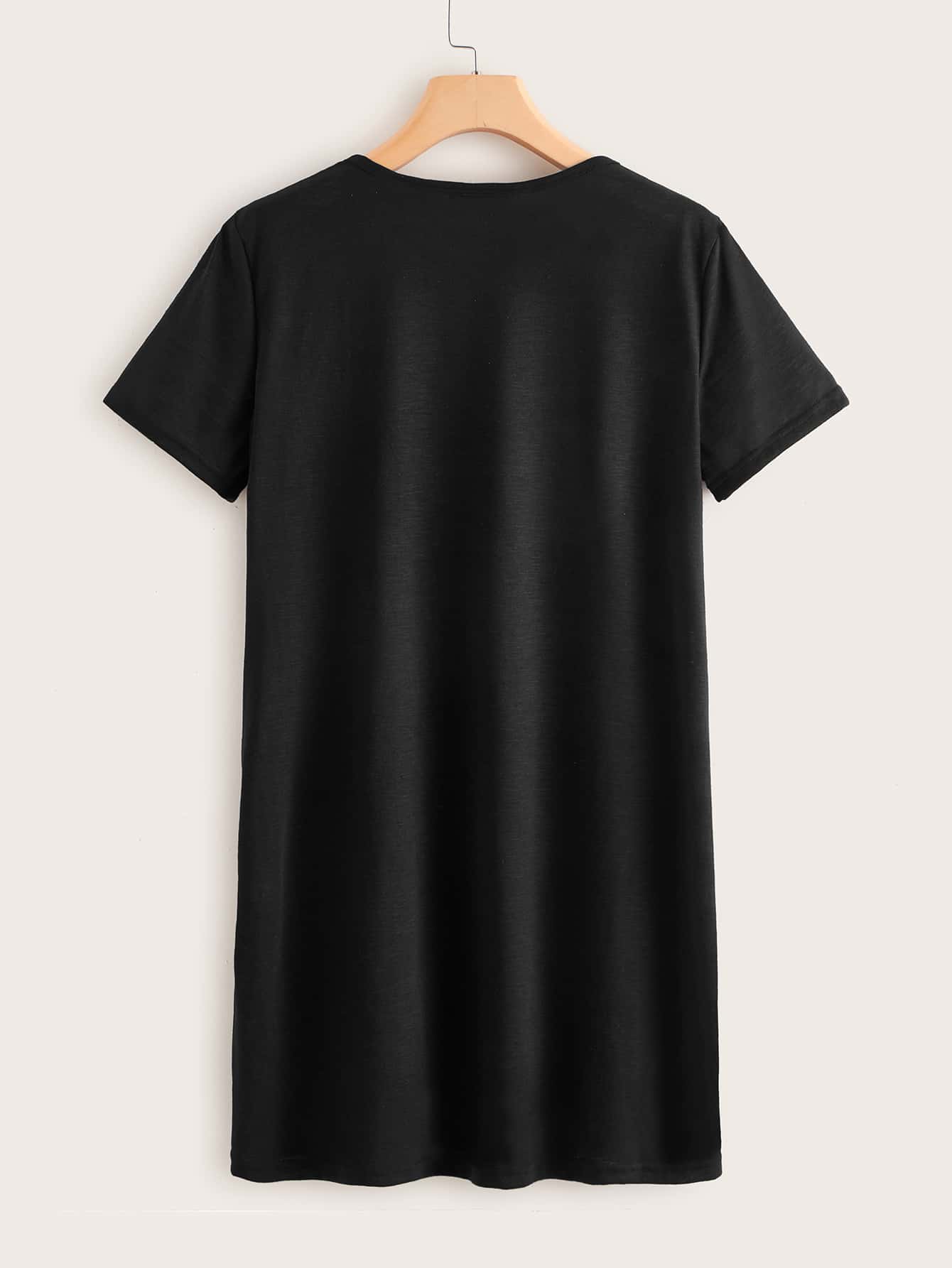 Figure and Heart Print Tee Dress