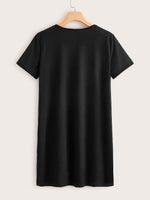 Figure and Heart Print Tee Dress