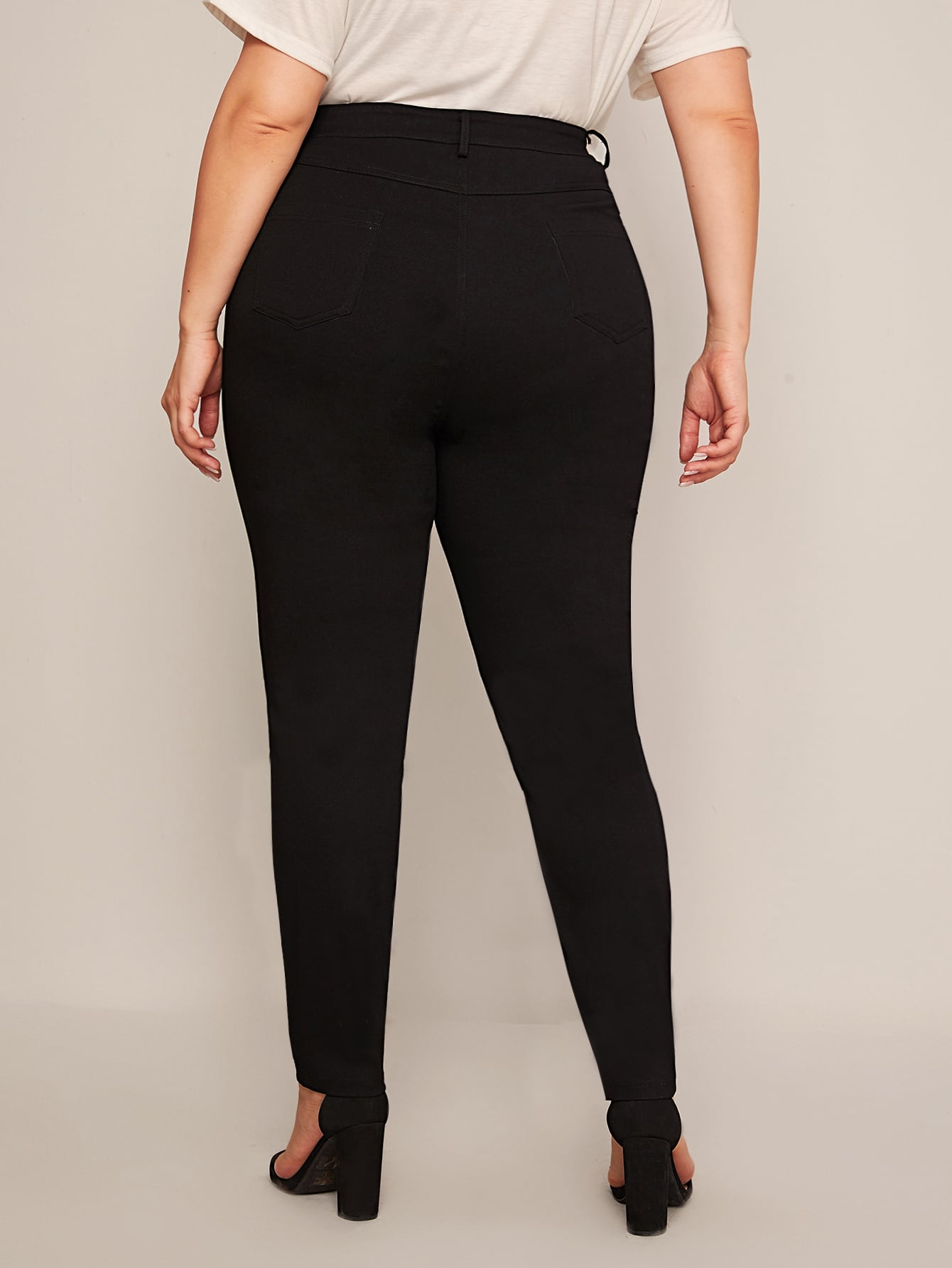 Plus High Rise Solid Skinny Jeans